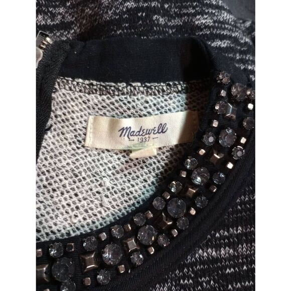 Madewell Sweater Ladies Medium Black Short Sleeve Round‎ Neck Embellished - Picture 5 of 8